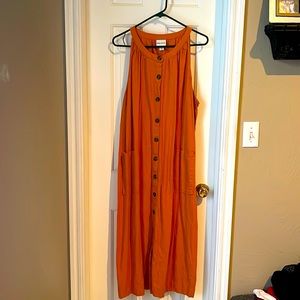 Ava and Viv orange maxi button down dress